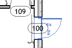 Detalle de la planta de Revit donde la etiqueta de la puerta muestra ya el número 100, actualizado al instante desde la tabla