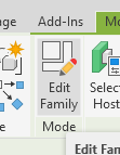 El botón Editar familia en la cinta de Revit, disponible cuando hay un elemento seleccionado