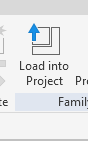 El botón Cargar en el proyecto, en la cinta del editor de familias de Revit