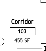 Detalle de la planta donde la etiqueta Corridor 103 conserva su número, porque en el paso anterior se le había asignado un tipo distinto